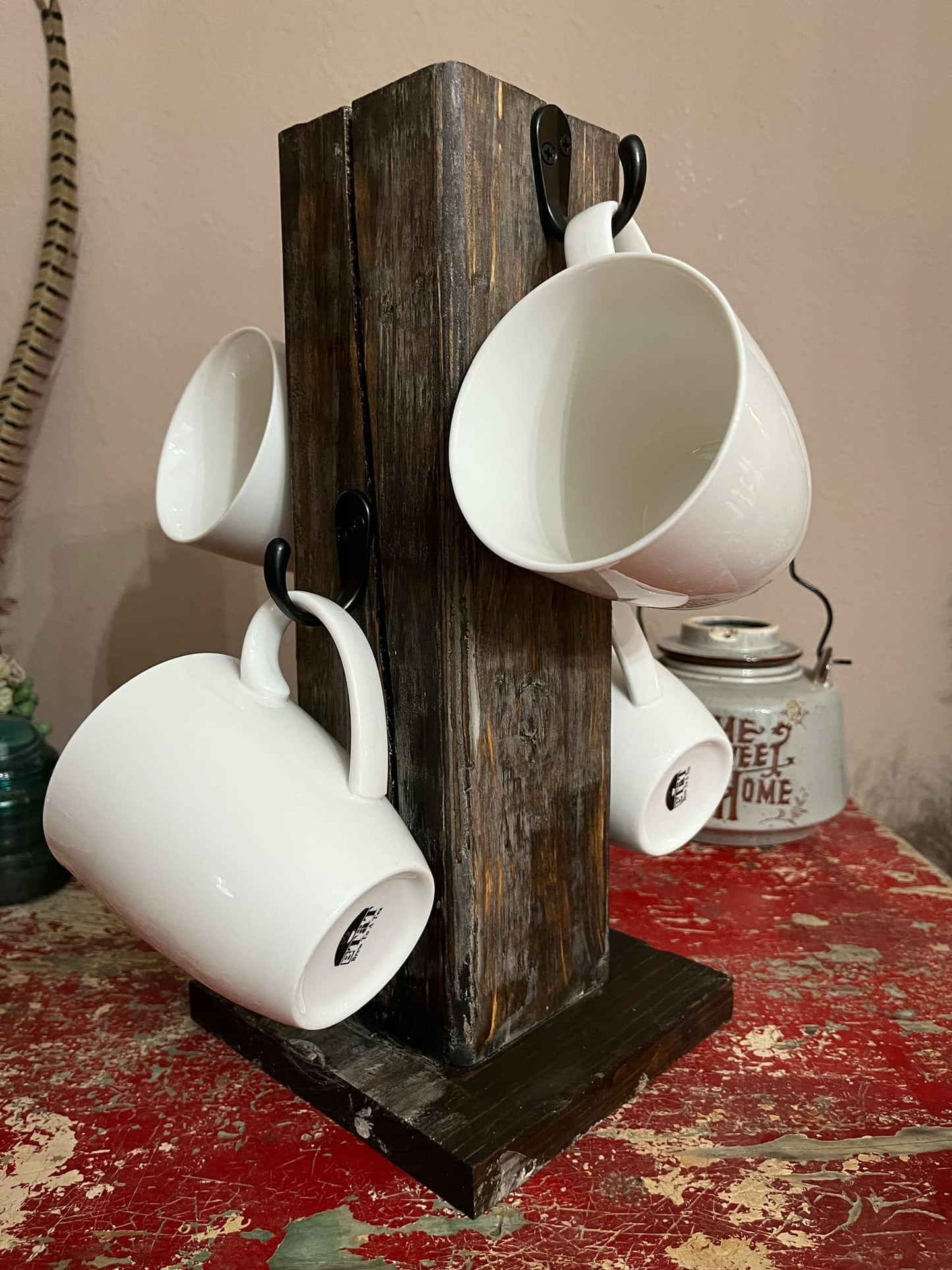 Rustic coffee mug holder